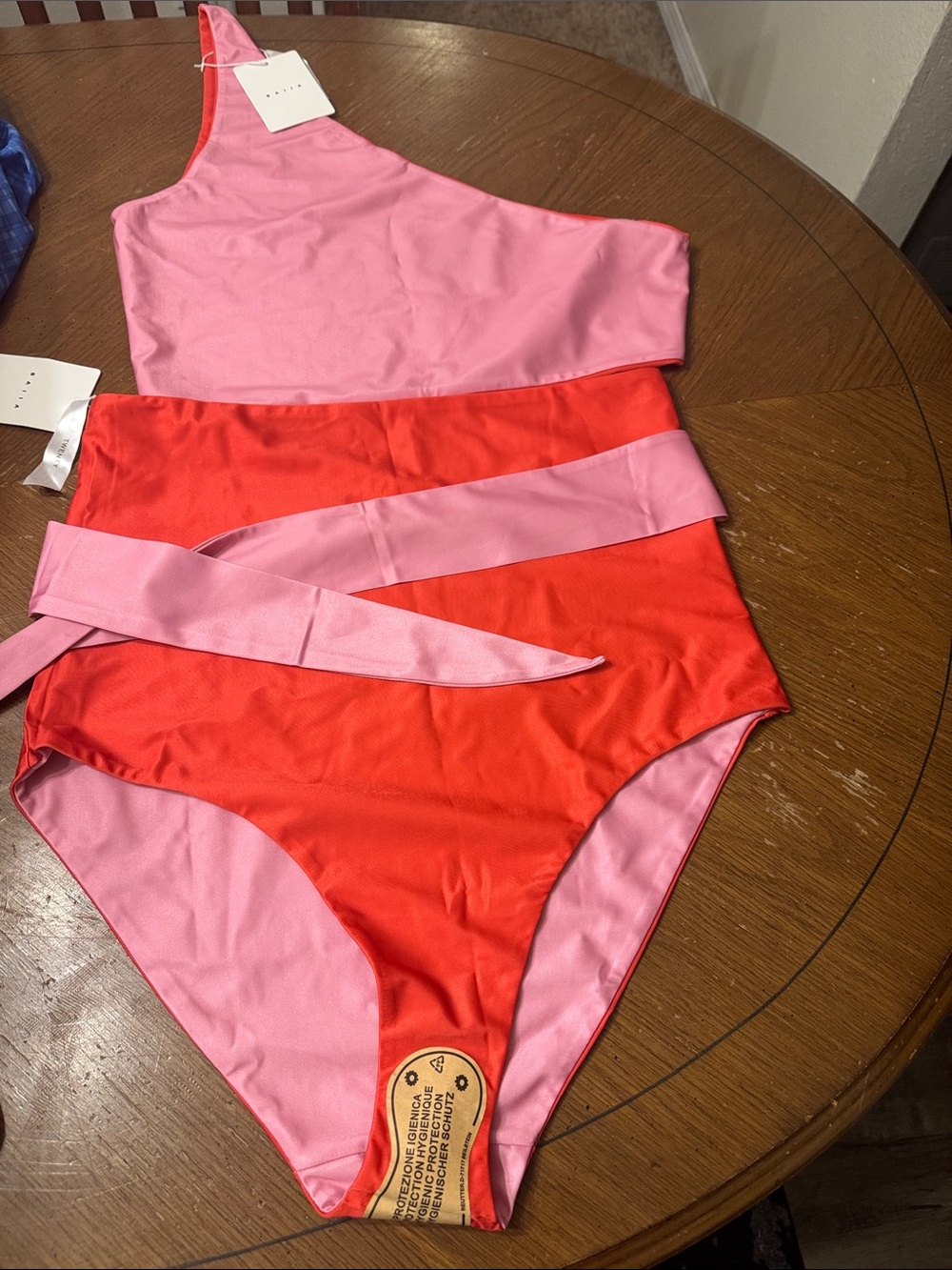Baiia Revisable One Shoulder Bikini Sz 16 US 20 AU 3 piece new w/ tags pink red